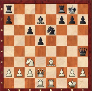 Karpov-Kortchnoi Merano 1981 after Black's 17th move (17...Qh4)