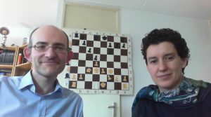 Matthew and Natasha demonstrating the favourite opening of one of their "Chess for Life" role models: English GM Keith Arkell