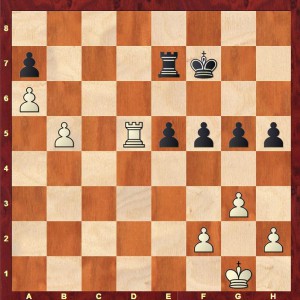 The position after Black's 45th move in Sadler-Chow 4NCL 2016