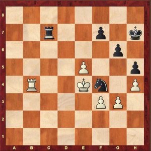Arkell-Emms Nottingham 1987 after Black's 67th move 67...Nxf4