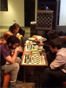 Playing blitz at the Casual Chess Café before the lecture