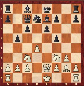 Position from Bogolyubow-Alekhine World Championship 1929 after Black's 11th move (11...b5)