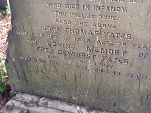 Close-up of Yates’ gravestone